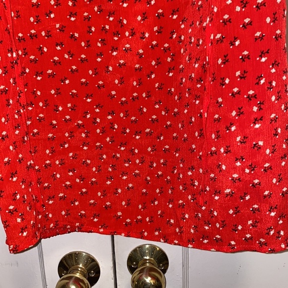 Red Floral Large Off The Shoulder Red Mini Dress - Picture 10 of 15